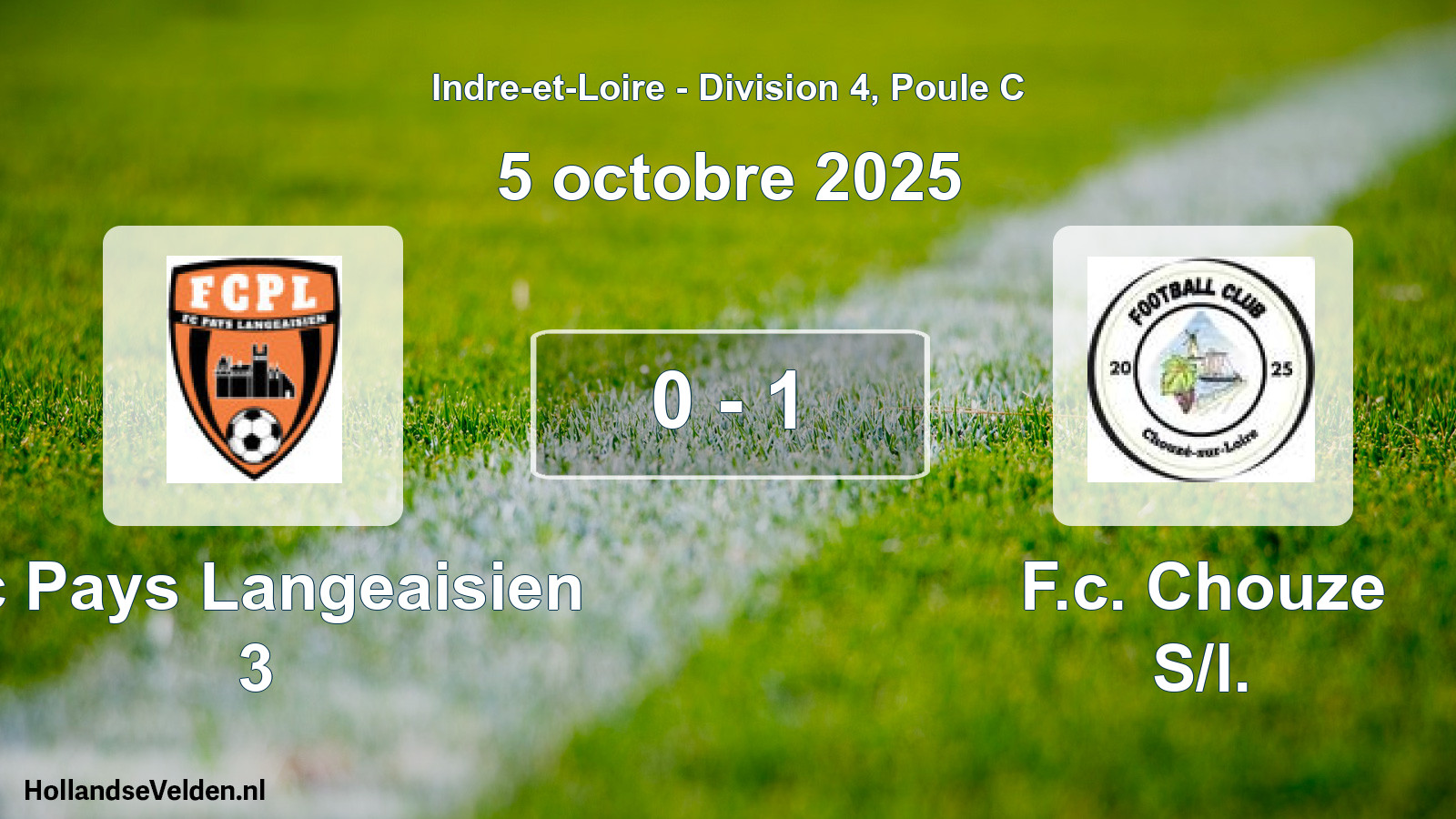 Gespeelde wedstrijd: Fc Pays Langeaisien 3 - F.c. Chouze S/l. 0 - 1 (5 octobre 2025)