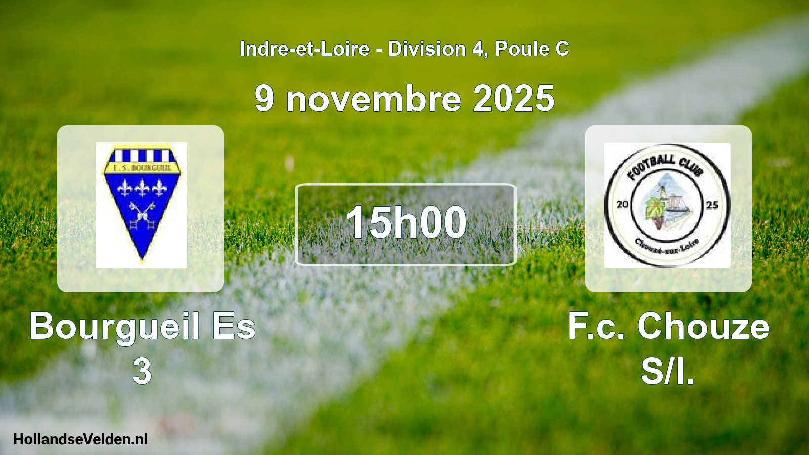 Geplande wedstrijd: Bourgueil Es 3 - F.c. Chouze S/l. (9 novembre 2025)