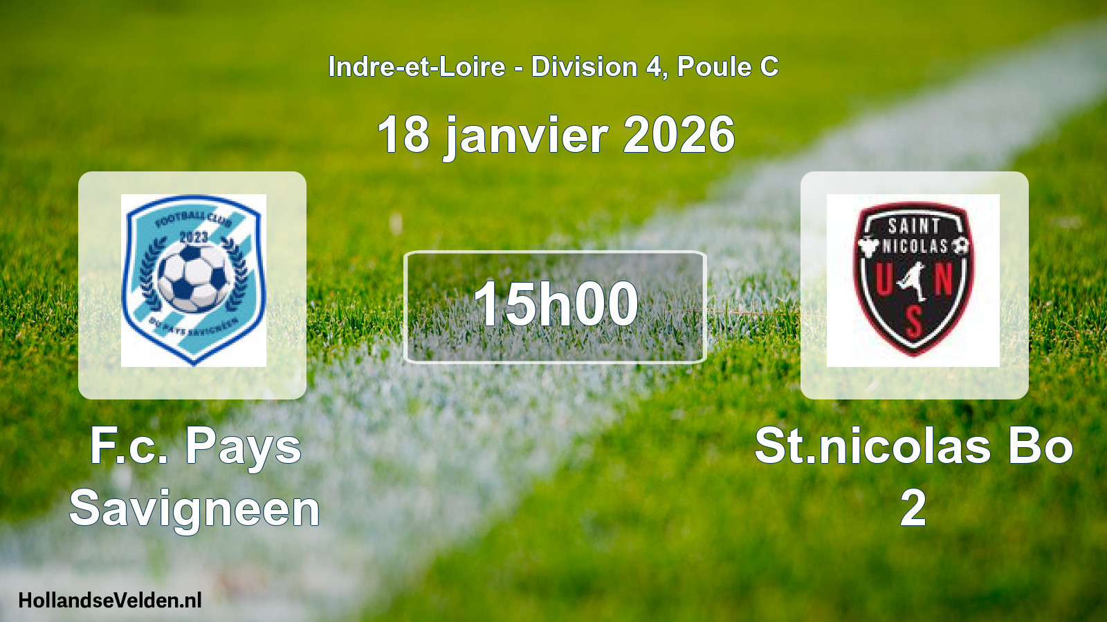Scheduled Match: F.c. Pays Savigneen - St.nicolas Bo 2 (18 January 2026)