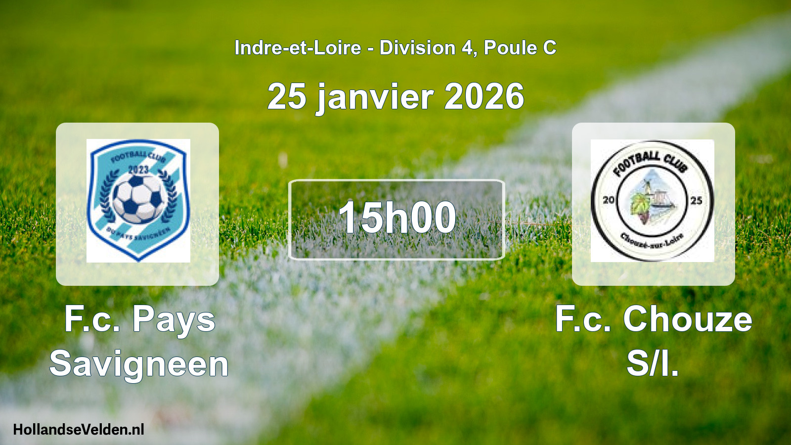 Geplande wedstrijd: F.c. Pays Savigneen - F.c. Chouze S/l. (25 janvier 2026)