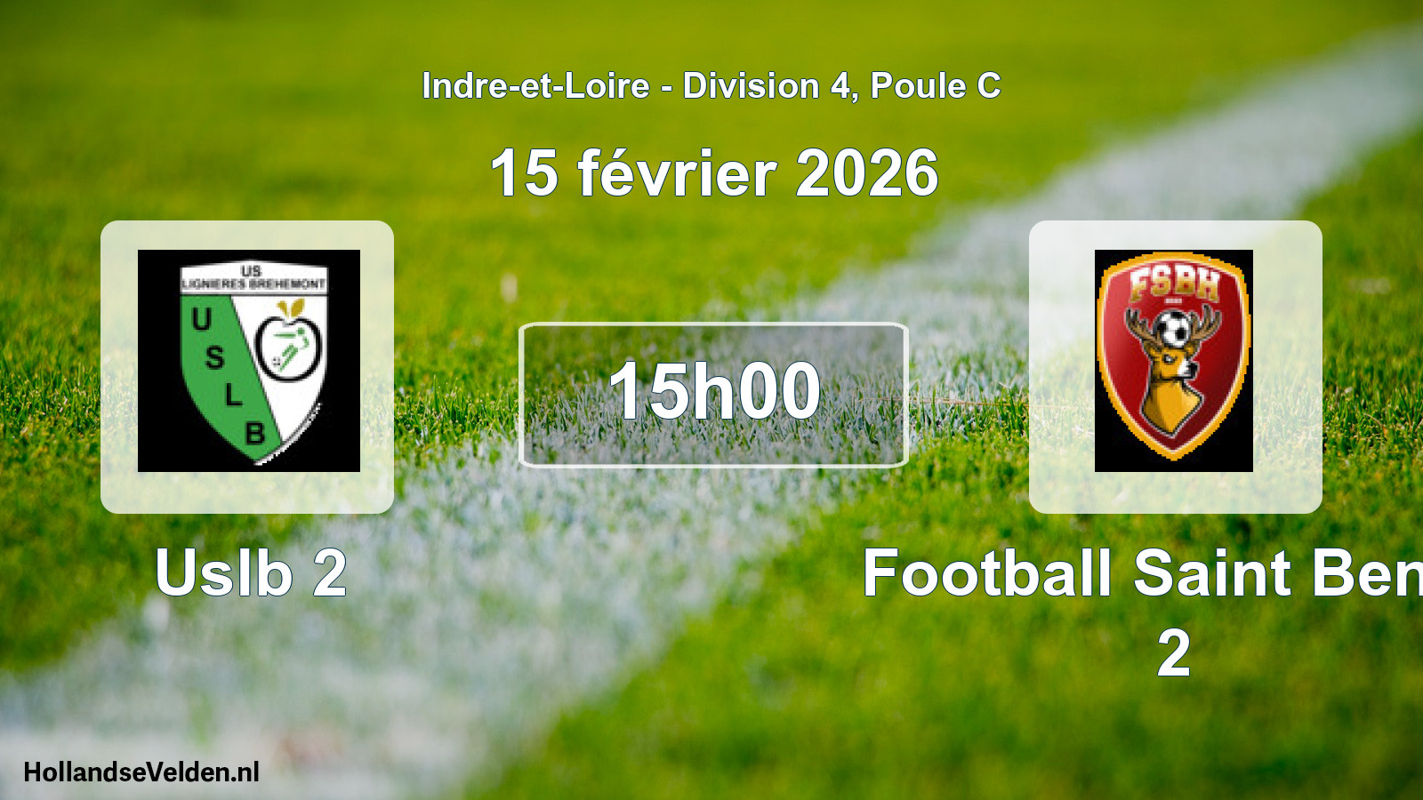 Geplande wedstrijd: Uslb 2 - Football Saint Benoi 2 (15 februari 2026)
