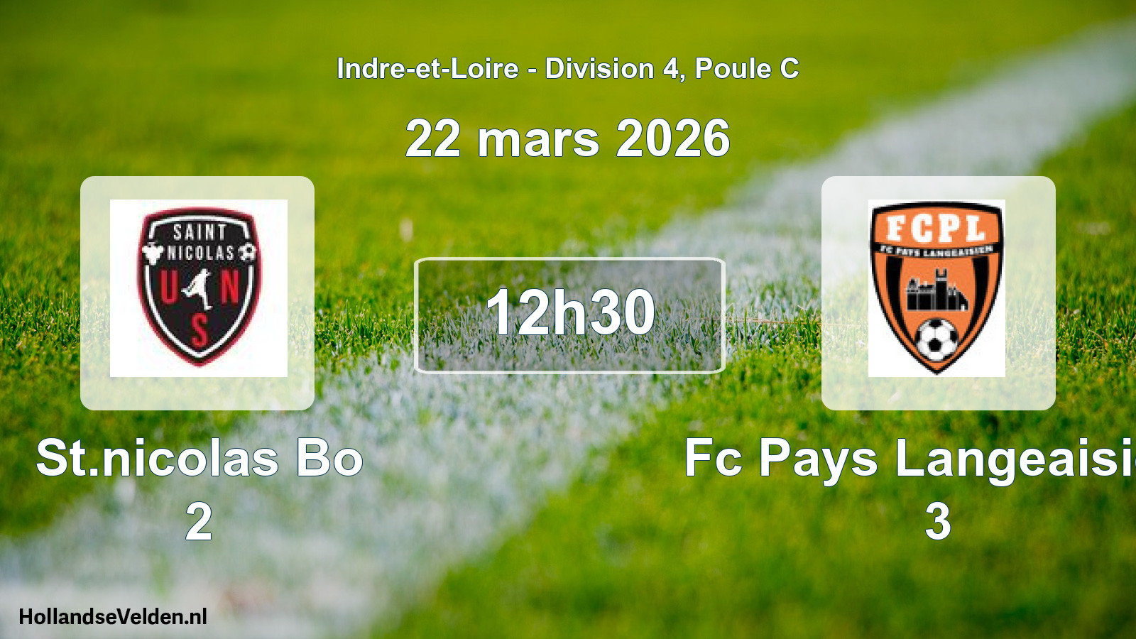 Scheduled Match: St.nicolas Bo 2 - Fc Pays Langeaisien 3 (22 March 2026)