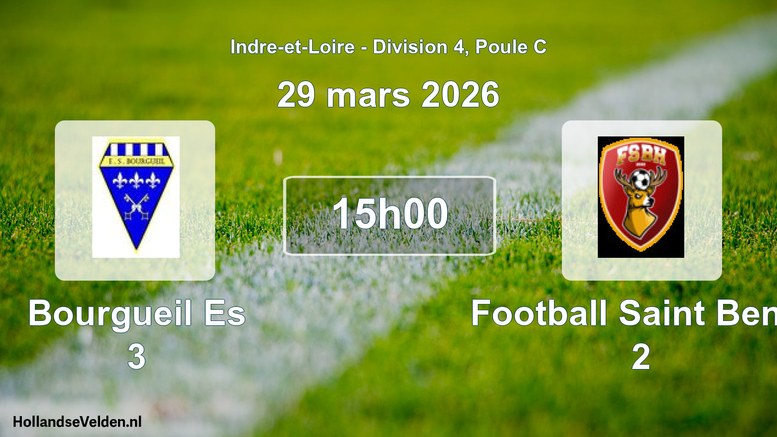 Geplande wedstrijd: Bourgueil Es 3 - Football Saint Benoi 2 (29 mars 2026)