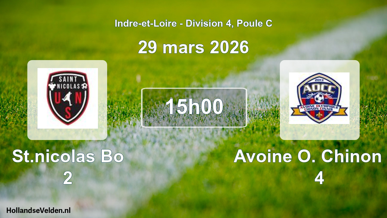 Geplande wedstrijd: St.nicolas Bo 2 - Avoine O. Chinon C. 4 (29 mars 2026)