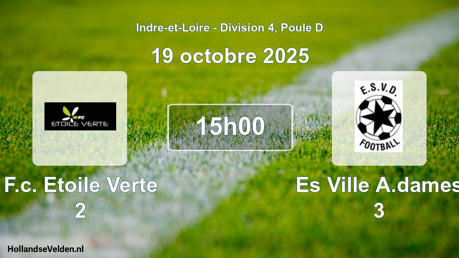 Geplande wedstrijd: F.c. Etoile Verte 2 - Es Ville A.dames 3 (19 oktober 2025)