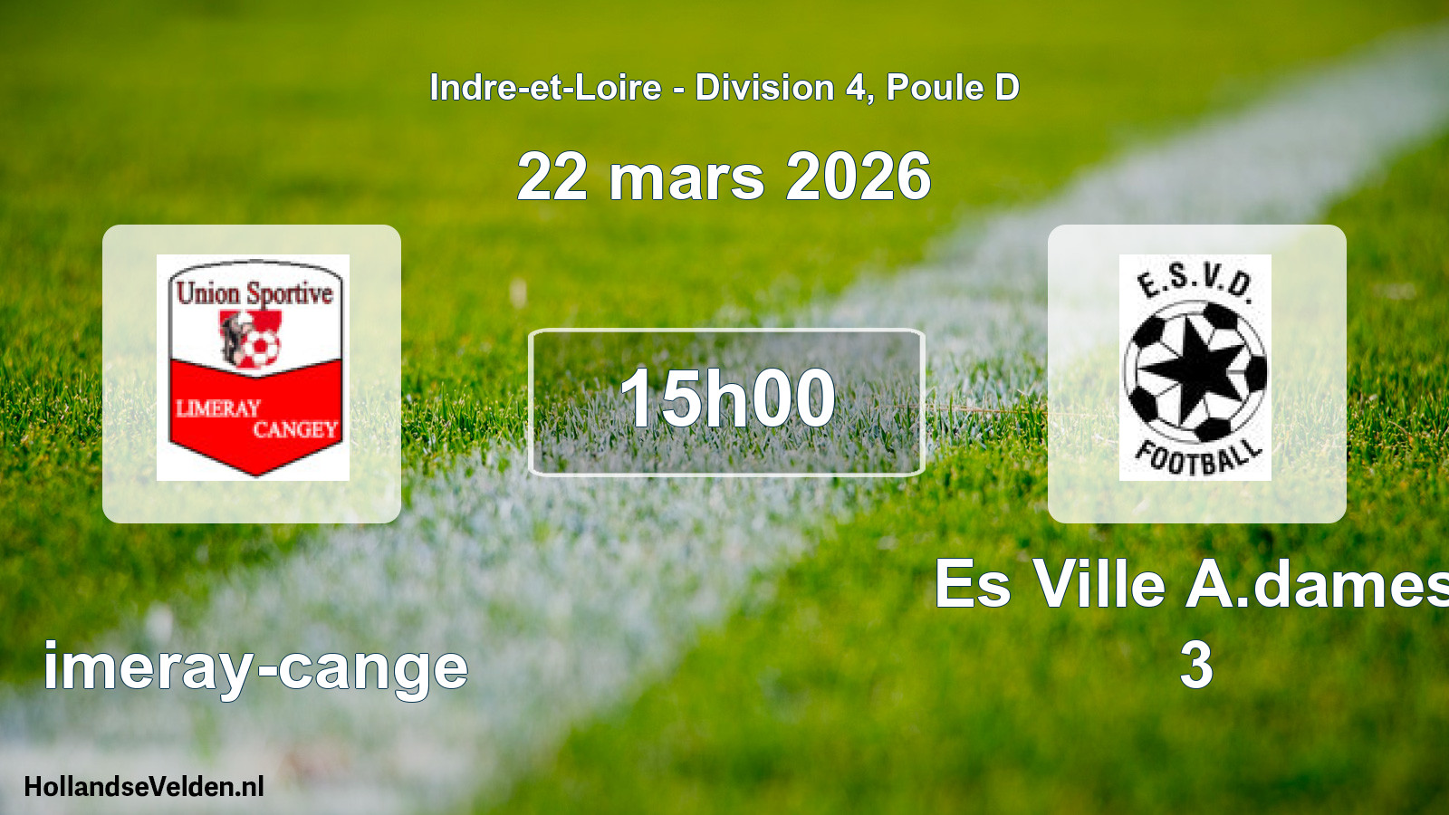 Geplande wedstrijd: Limeray-cange - Es Ville A.dames 3 (22 maart 2026)