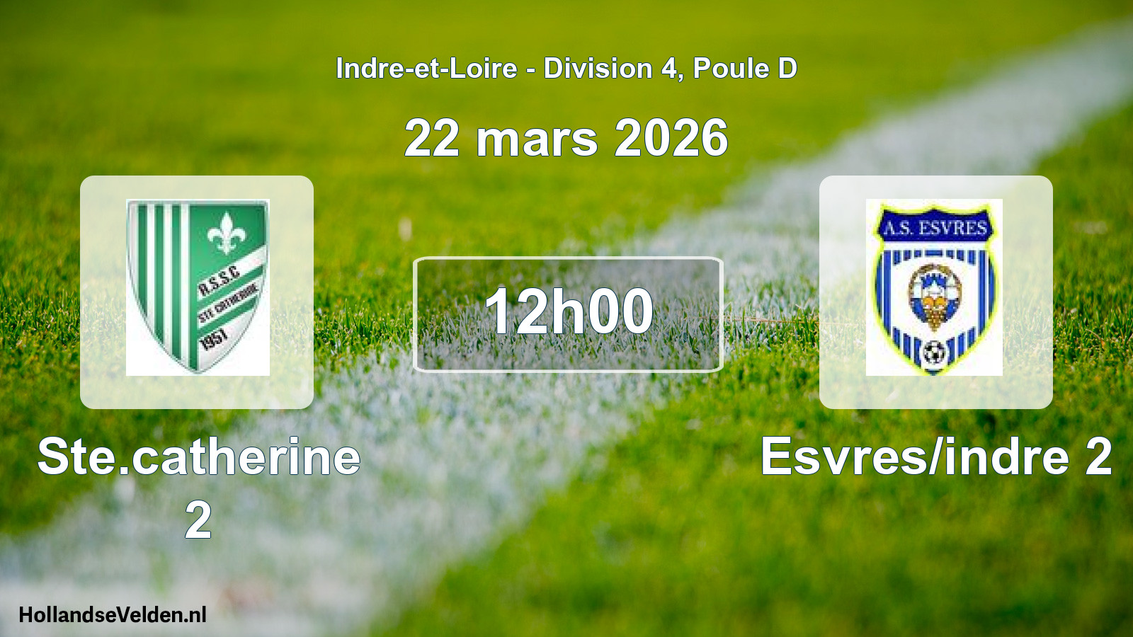 Geplande wedstrijd: Ste.catherine 2 - Esvres/indre 2 (22 maart 2026)