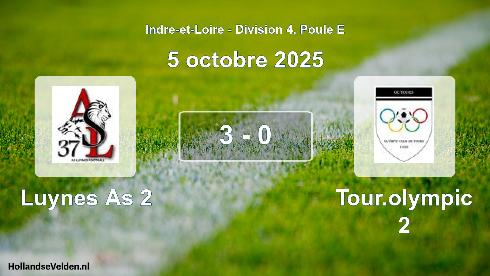 Gespeelde wedstrijd: Luynes As 2 - Tour.olympic 2 3 - 0 (5 octobre 2025)