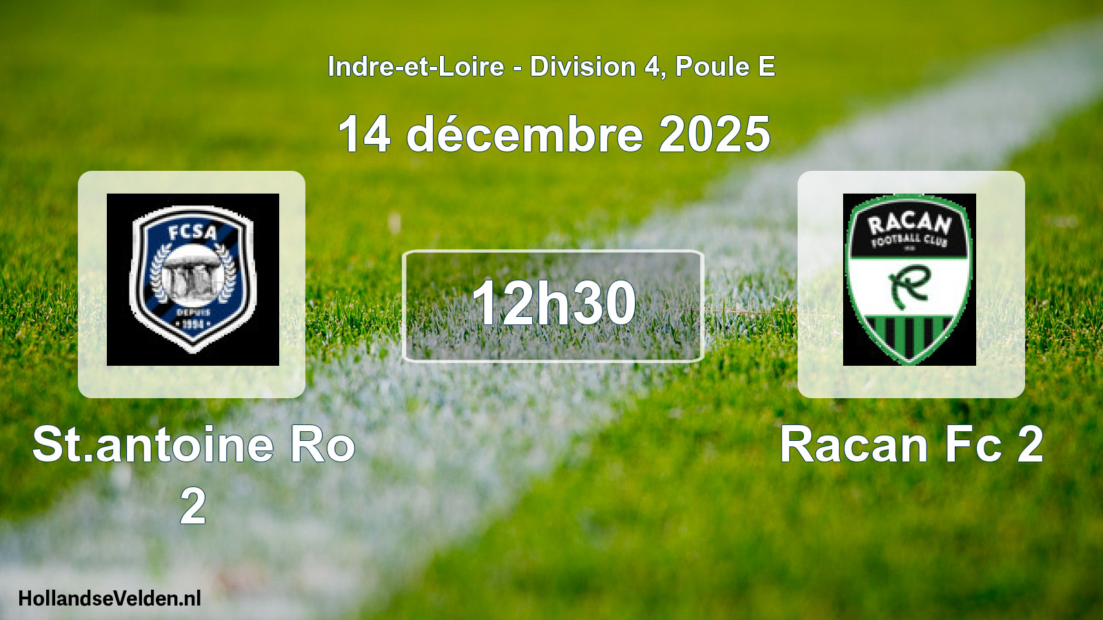 Geplande wedstrijd: St.antoine Ro 2 - Racan Fc 2 (14 décembre 2025)