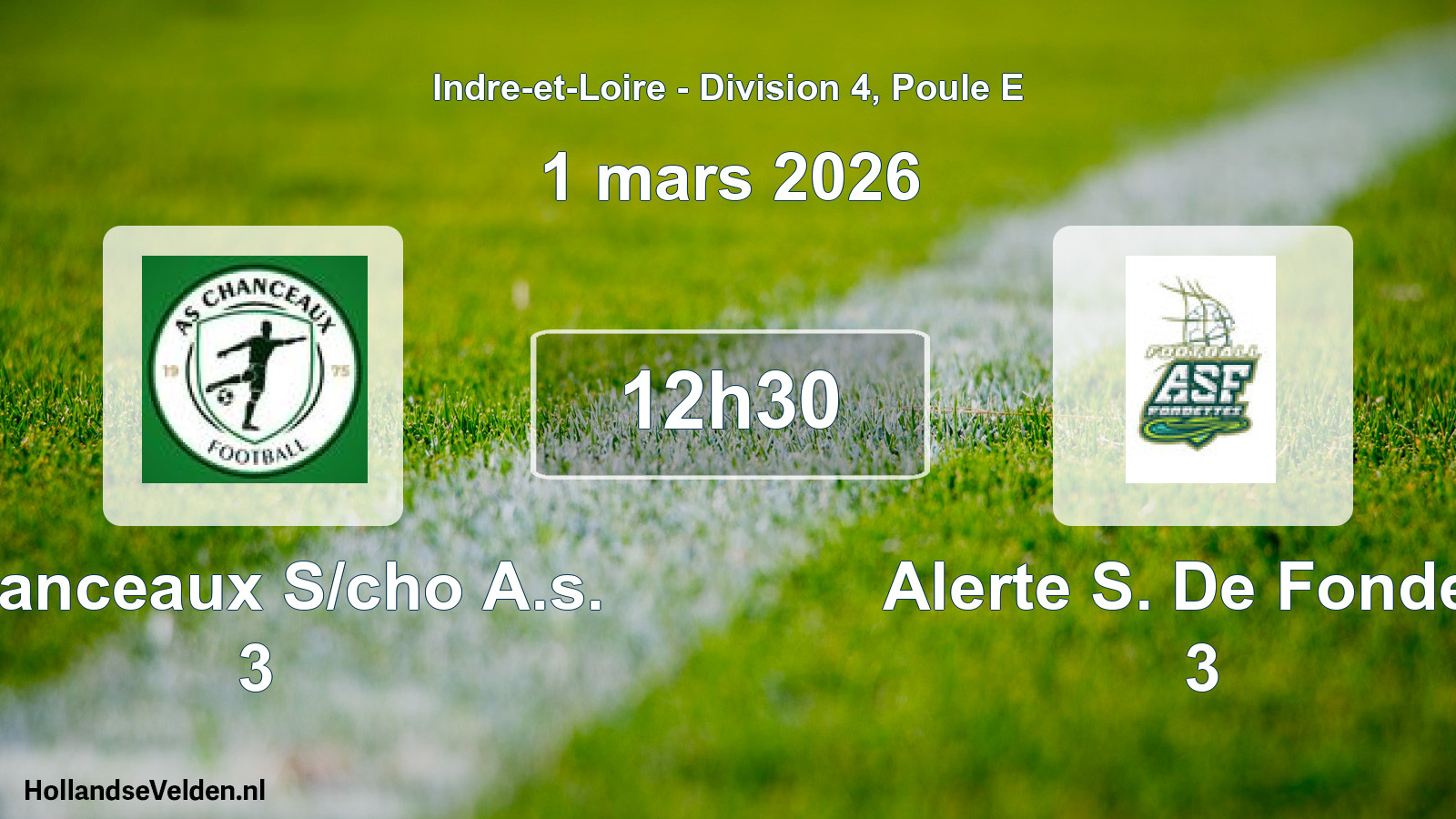 Scheduled Match: Chanceaux S/cho A.s. 3 - Alerte S. De Fondett 3 (1 March 2026)