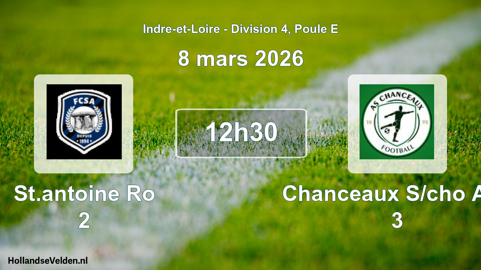 Geplande wedstrijd: St.antoine Ro 2 - Chanceaux S/cho A.s. 3 (8 mars 2026)