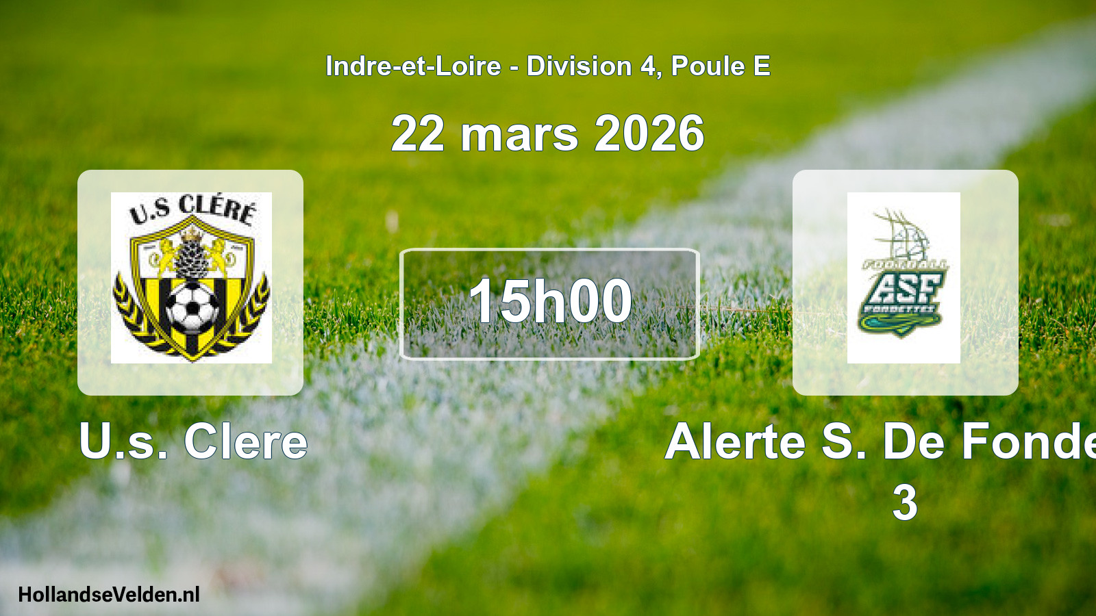 Geplande wedstrijd: U.s. Clere - Alerte S. De Fondett 3 (22 maart 2026)