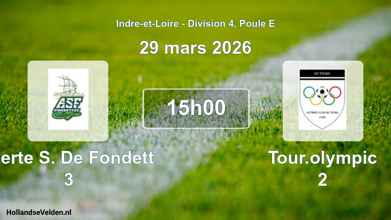Geplande wedstrijd: Alerte S. De Fondett 3 - Tour.olympic 2 (29 maart 2026)