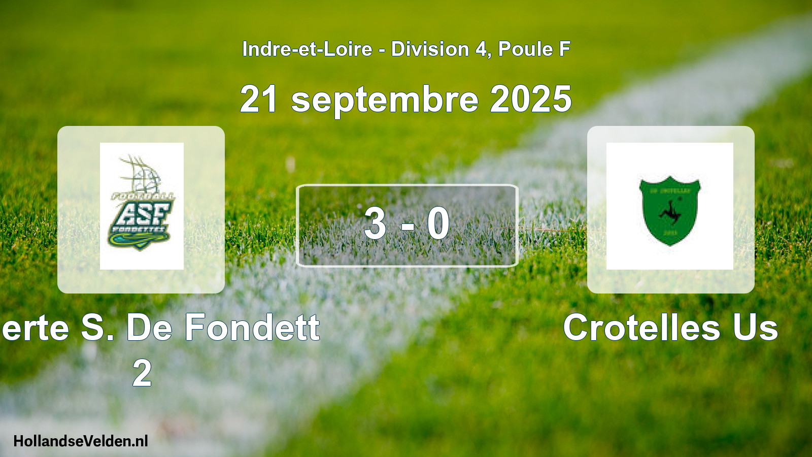 Total number of matches played: Alerte S. De Fondett 2 - Crotelles Us 3 - 0 (21 September 2025)