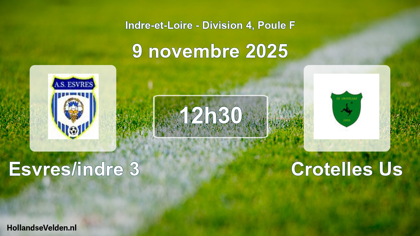 Geplande wedstrijd: Esvres/indre 3 - Crotelles Us (9 novembre 2025)