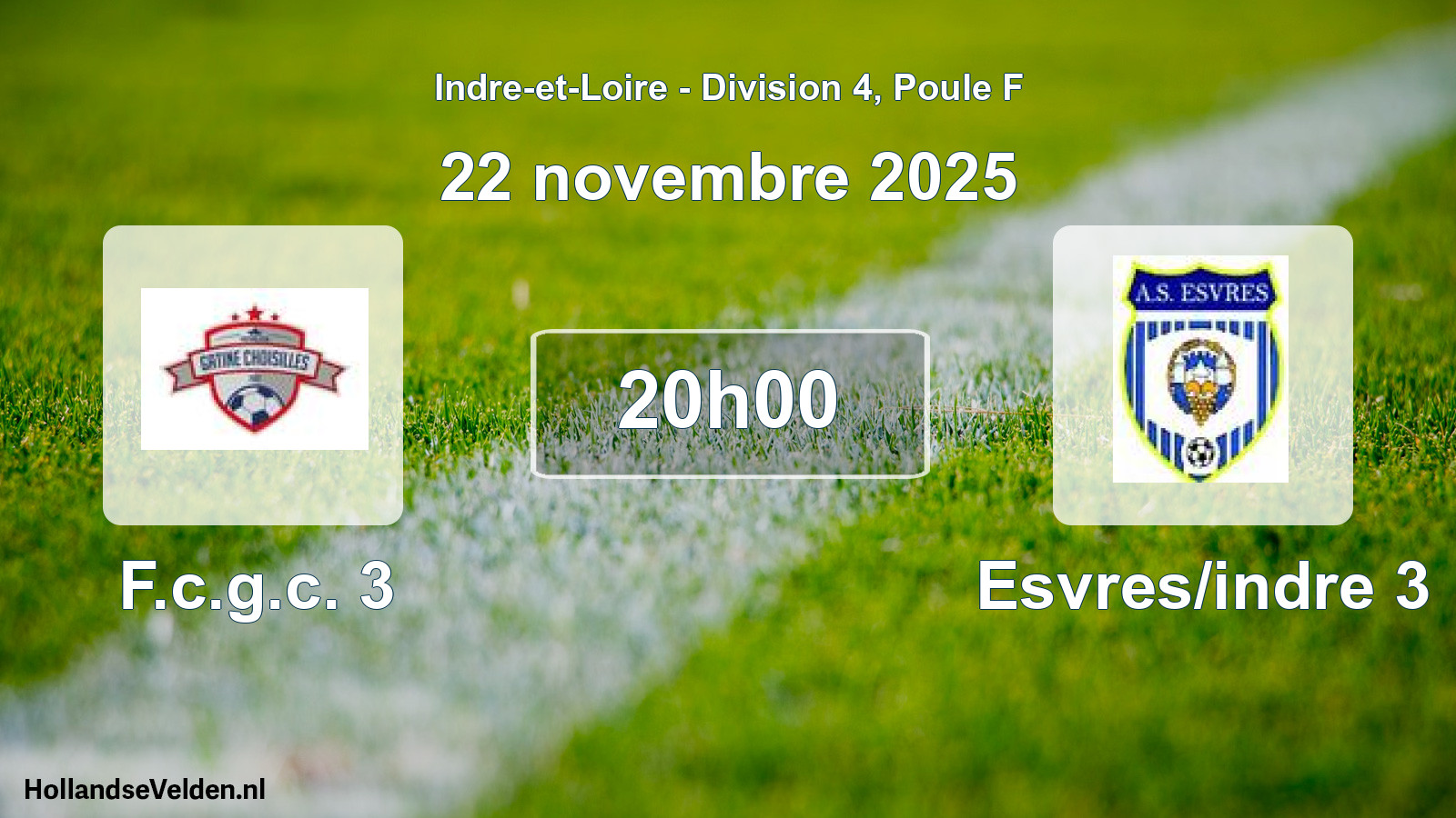 Geplande wedstrijd: F.c.g.c. 3 - Esvres/indre 3 (22 novembre 2025)