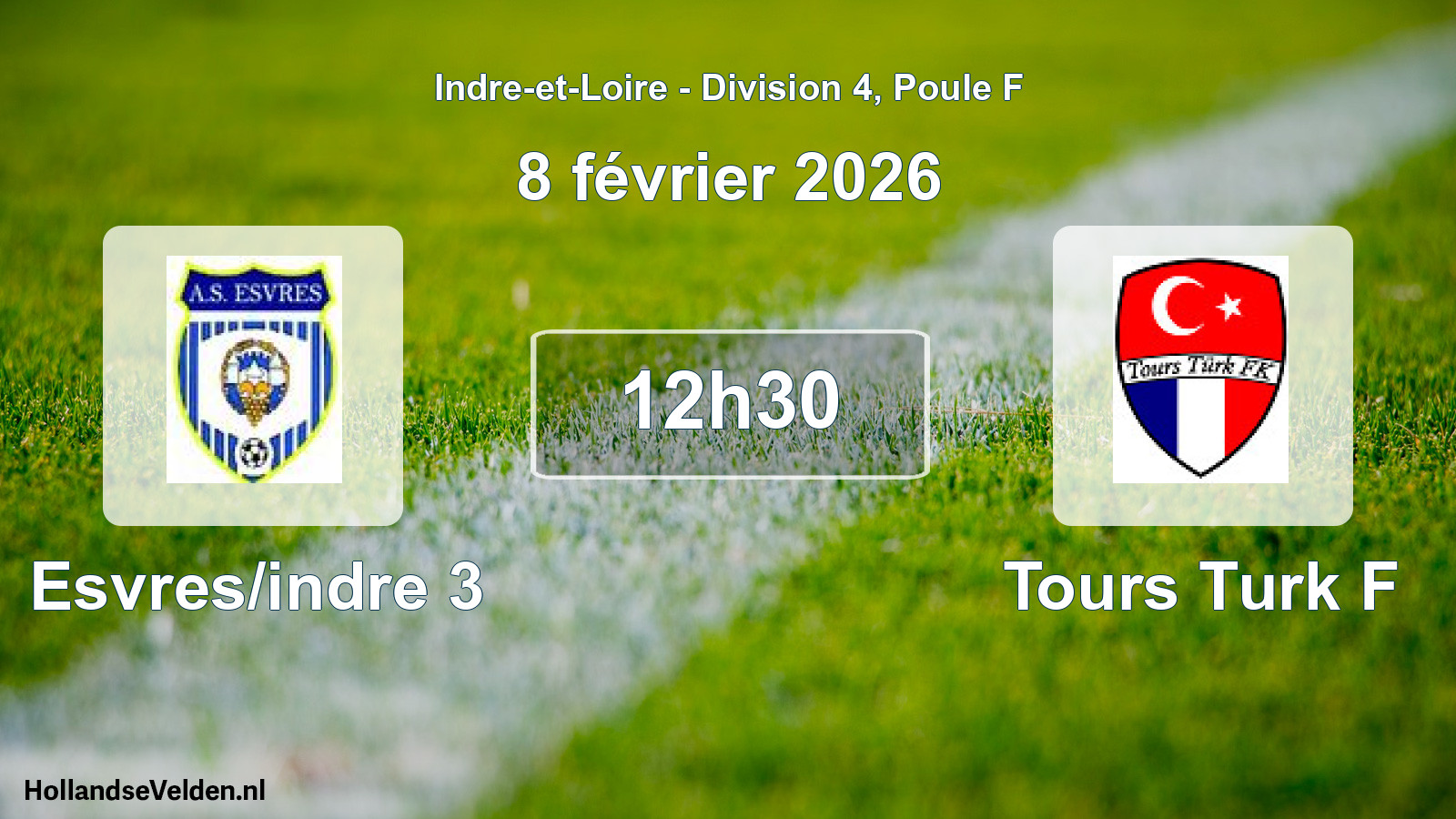 Geplande wedstrijd: Esvres/indre 3 - Tours Turk F (8 février 2026)