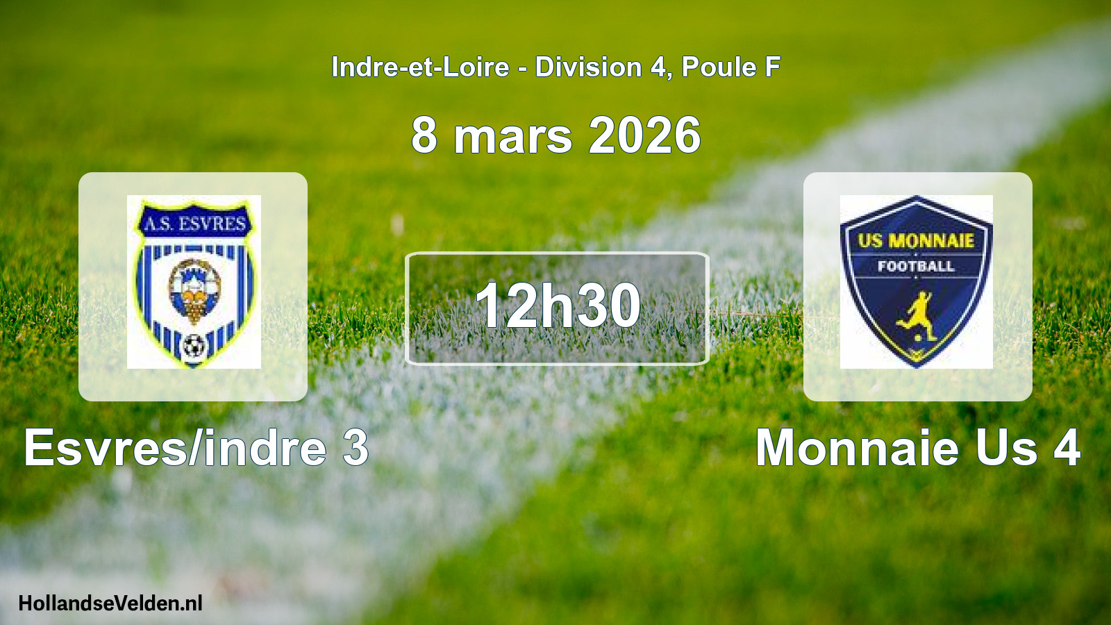 Geplande wedstrijd: Esvres/indre 3 - Monnaie Us 4 (8 maart 2026)
