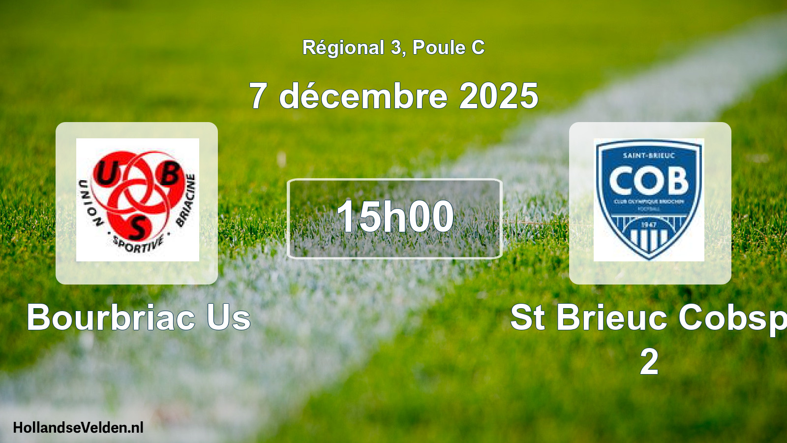 Geplande wedstrijd: Bourbriac Us - St Brieuc Cobsp 2 (7 décembre 2025)