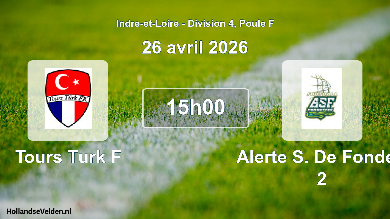 Geplande wedstrijd: Tours Turk F - Alerte S. De Fondett 2 (26 avril 2026)