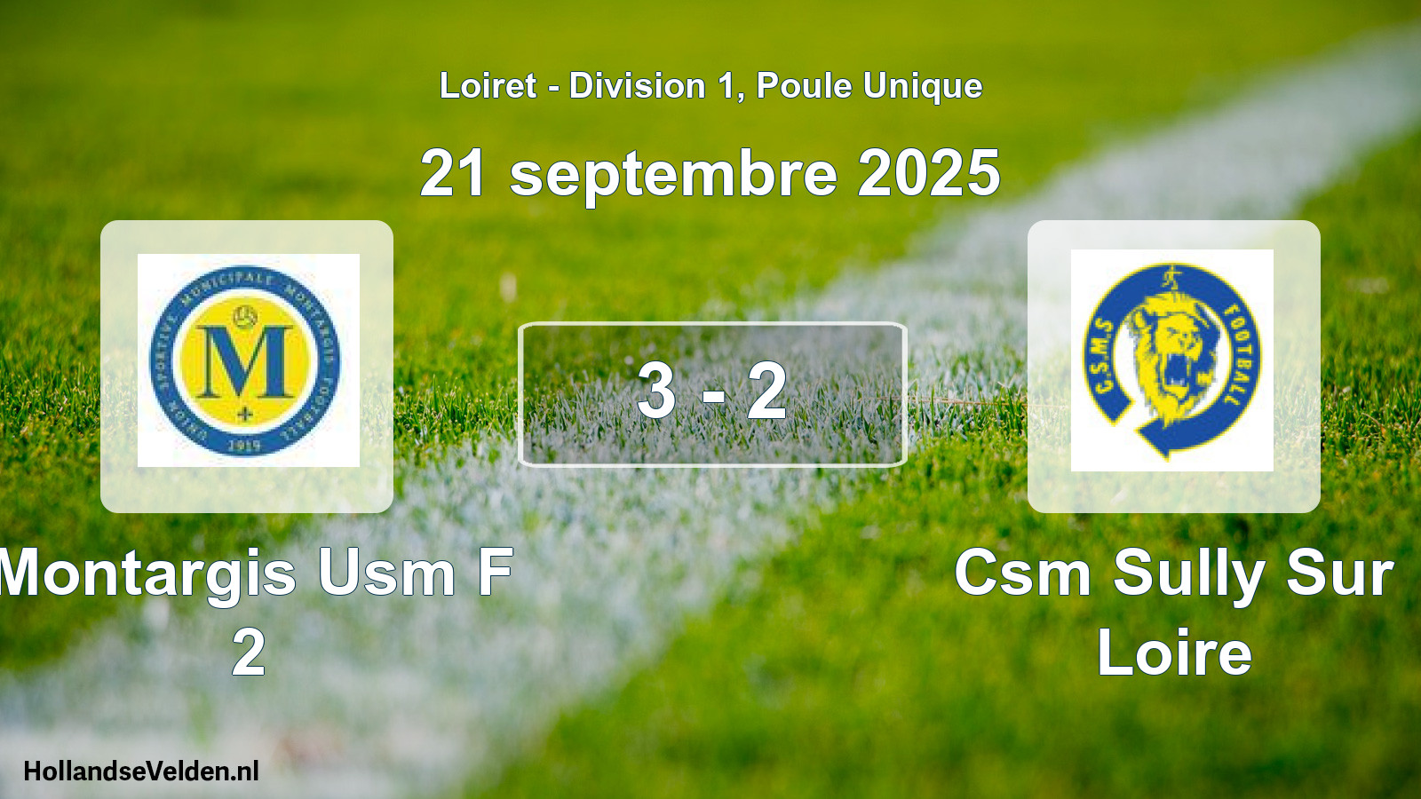 Gespeelde wedstrijd: Montargis Usm F 2 - Csm Sully Sur Loire 3 - 2 (21 septembre 2025)