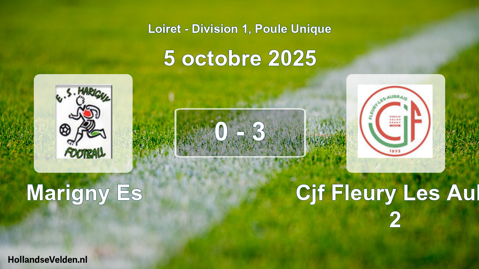 Gespeelde wedstrijd: Marigny Es - Cjf Fleury Les Aub. 2 0 - 3 (5 octobre 2025)