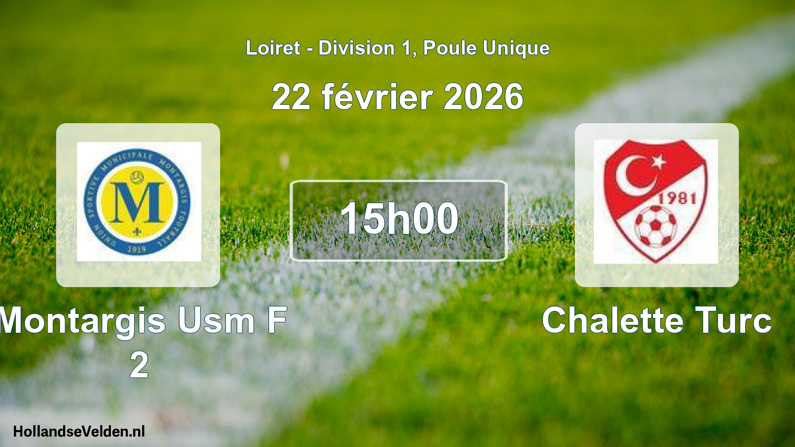 Geplande wedstrijd: Montargis Usm F 2 - Chalette Turc (22 février 2026)