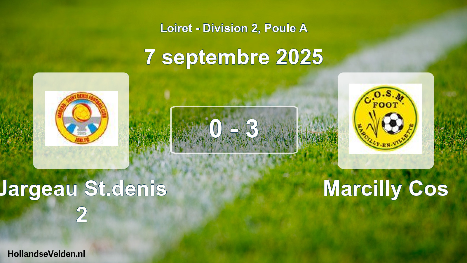 Total number of matches played: Jargeau St.denis 2 - Marcilly Cos 0 - 3 (7 September 2025)