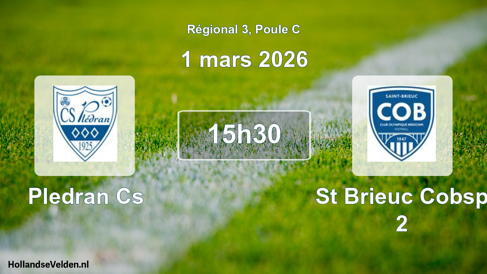 Scheduled Match: Pledran Cs - St Brieuc Cobsp 2 (1 March 2026)