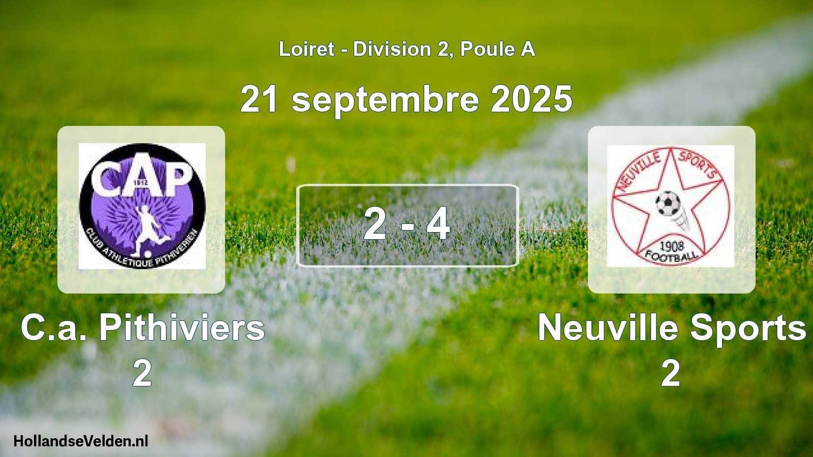 Gespeelde wedstrijd: C.a. Pithiviers 2 - Neuville Sports 2 2 - 4 (21 septembre 2025)