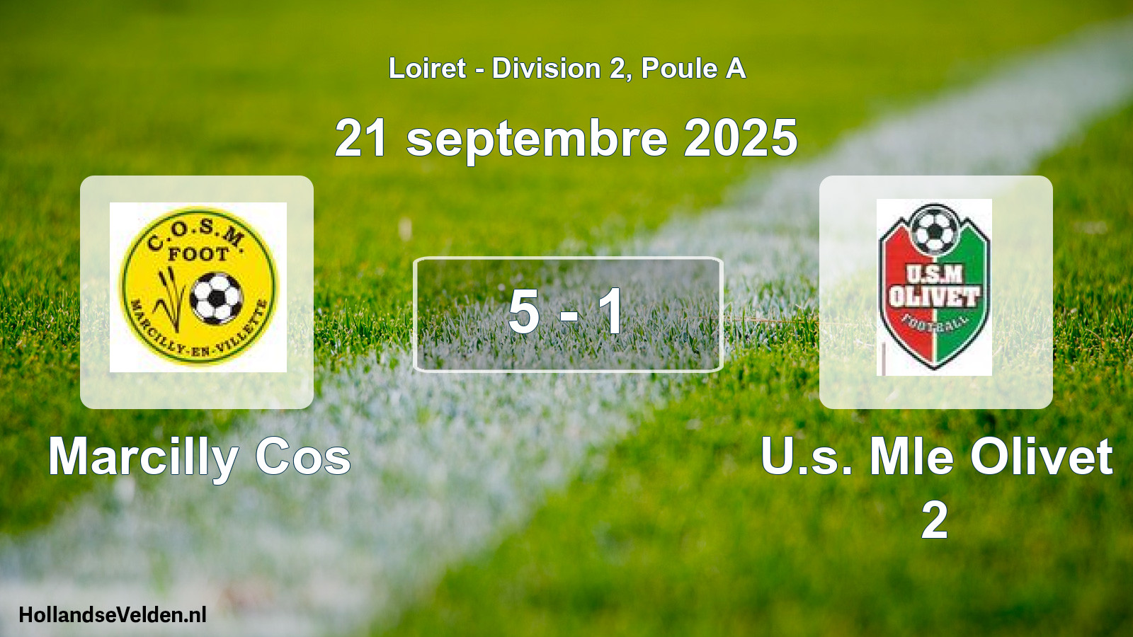 Total number of matches played: Marcilly Cos - U.s. Mle Olivet 2 5 - 1 (21 September 2025)