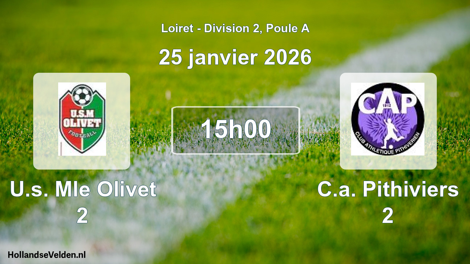 Geplande wedstrijd: U.s. Mle Olivet 2 - C.a. Pithiviers 2 (25 janvier 2026)