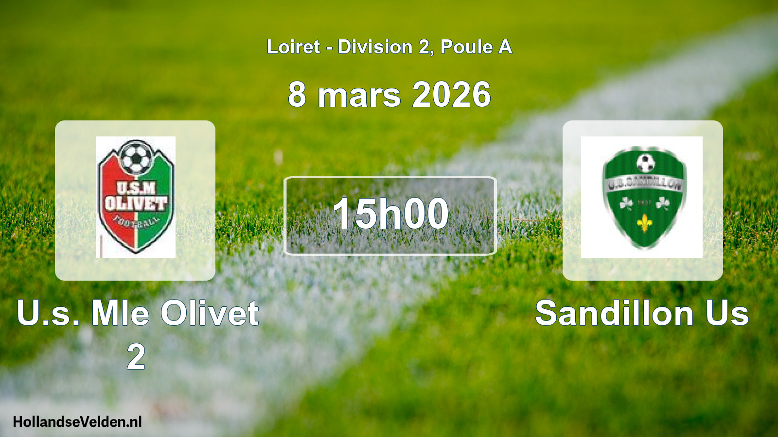 Scheduled Match: U.s. Mle Olivet 2 - Sandillon Us (8 March 2026)