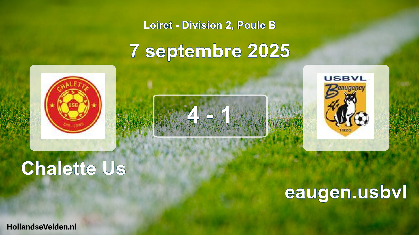 Gespeelde wedstrijd: Chalette Us - Beaugen.usbvl 4 - 1 (7 septembre 2025)