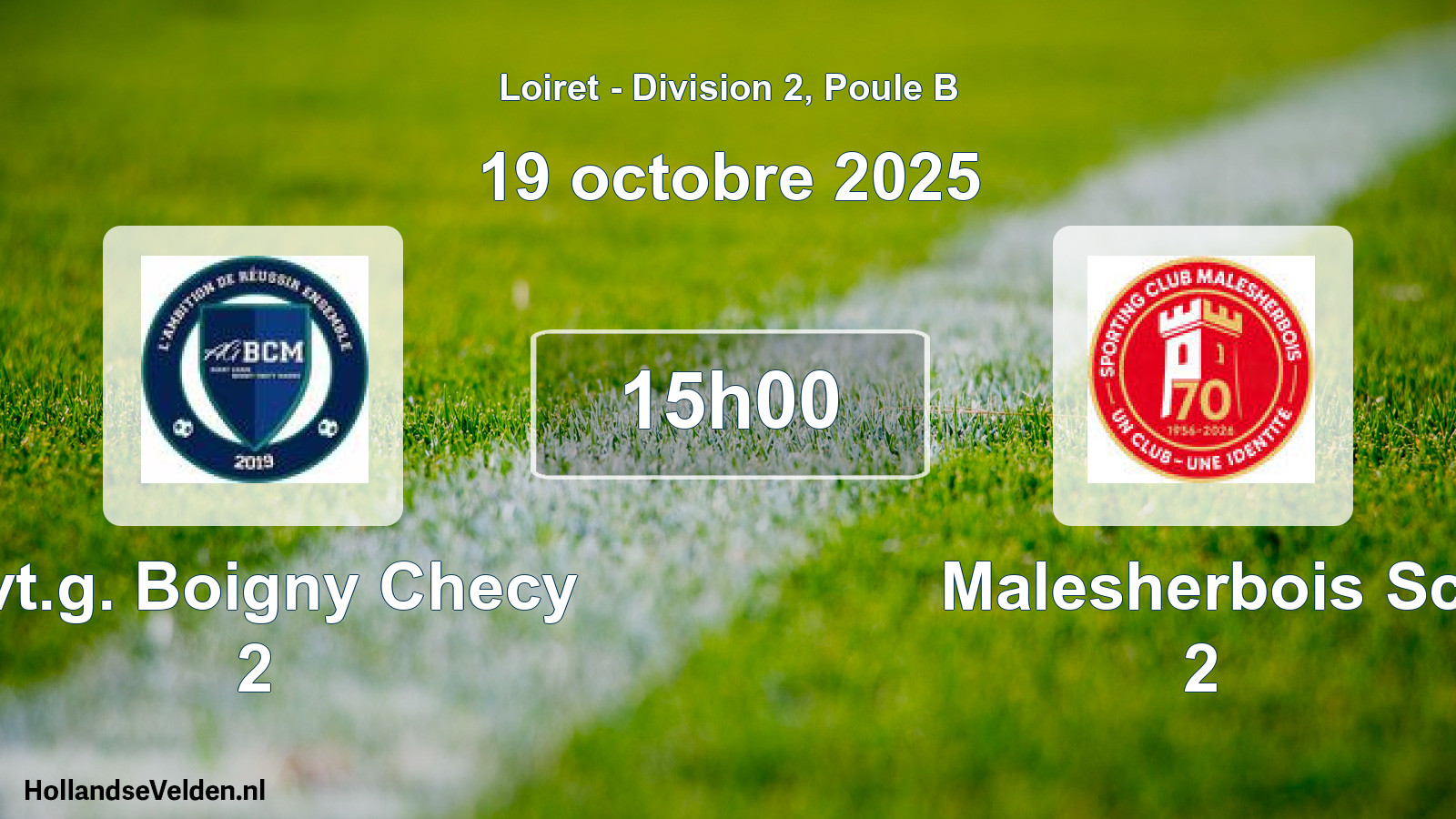 Geplande wedstrijd: Avt.g. Boigny Checy 2 - Malesherbois Sc 2 (19 octobre 2025)