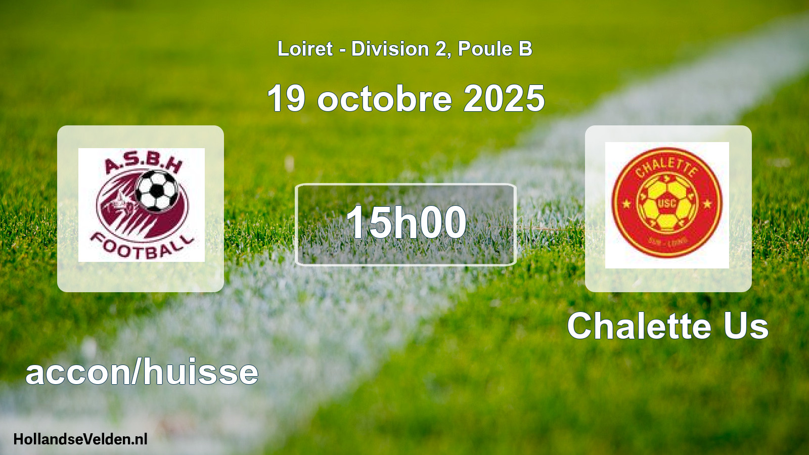 Geplande wedstrijd: Baccon/huisse - Chalette Us (19 octobre 2025)