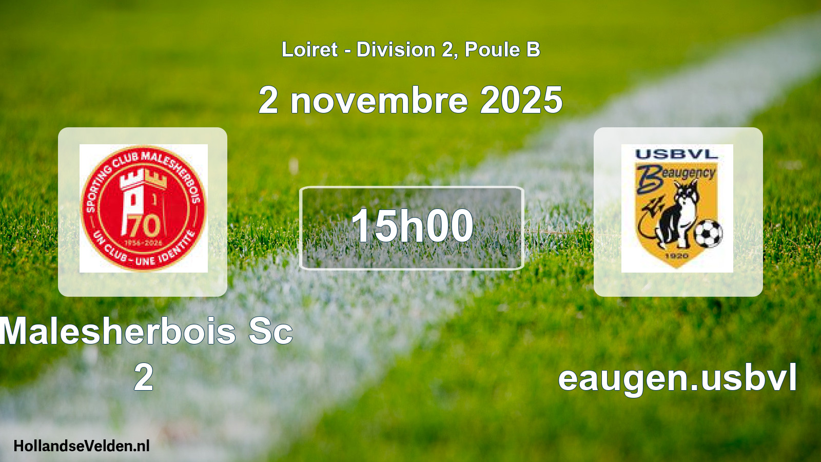 Geplande wedstrijd: Malesherbois Sc 2 - Beaugen.usbvl (2 november 2025)