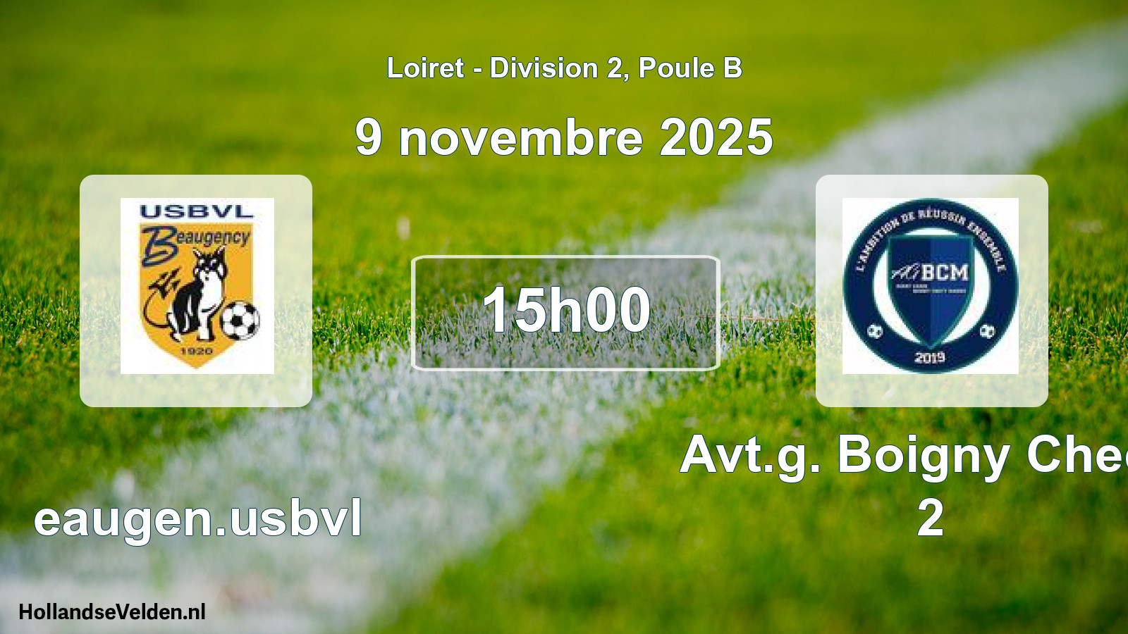 Scheduled Match: Beaugen.usbvl - Avt.g. Boigny Checy 2 (9 November 2025)