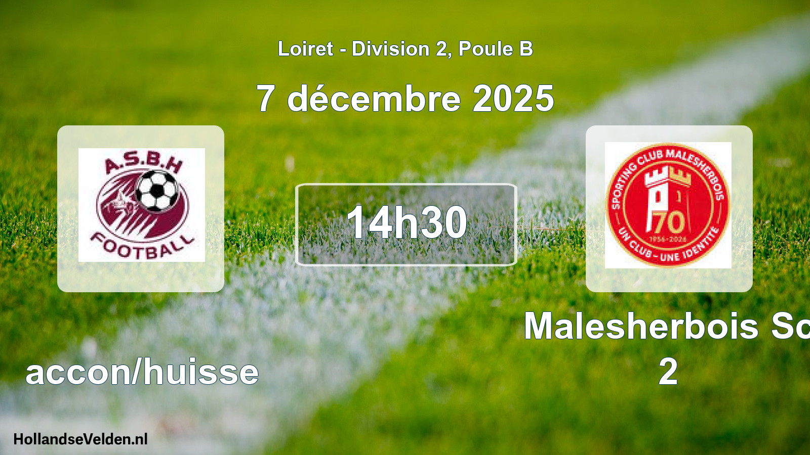 Geplande wedstrijd: Baccon/huisse - Malesherbois Sc 2 (7 décembre 2025)