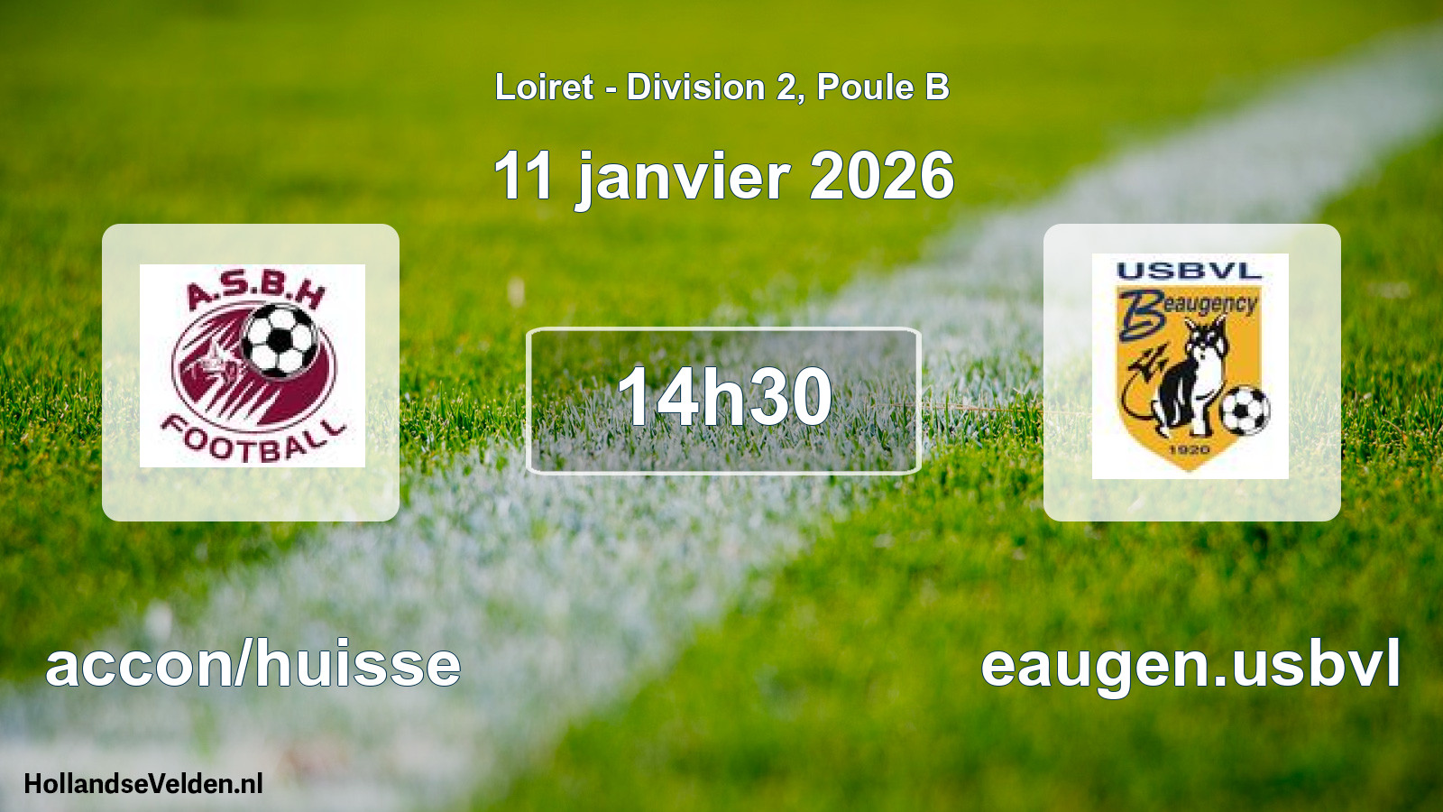 Geplande wedstrijd: Baccon/huisse - Beaugen.usbvl (11 janvier 2026)