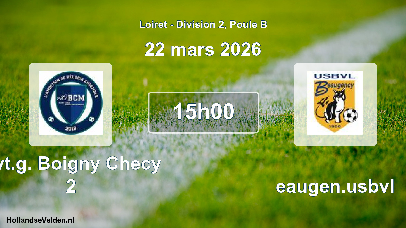Scheduled Match: Avt.g. Boigny Checy 2 - Beaugen.usbvl (22 March 2026)