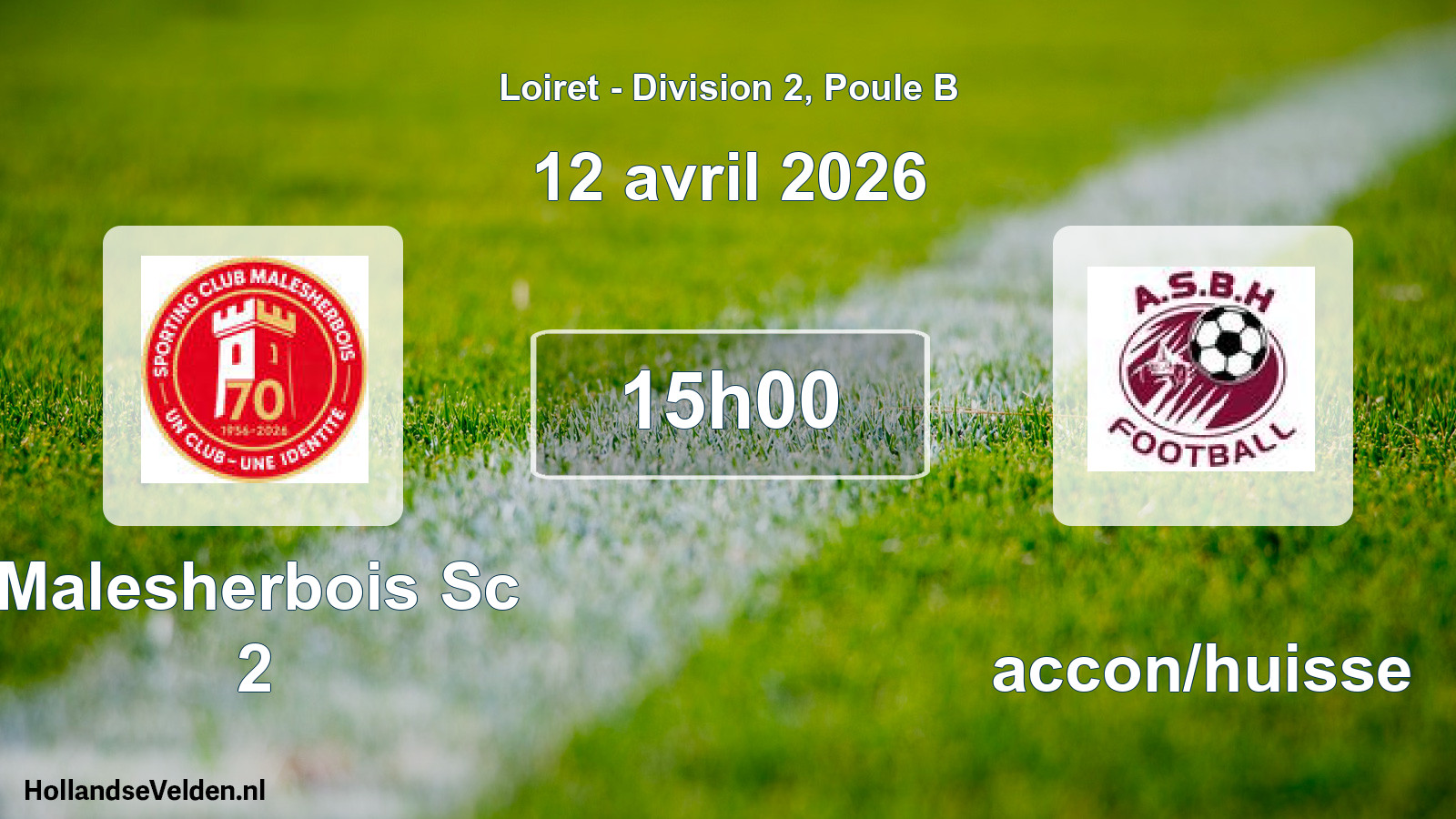 Geplande wedstrijd: Malesherbois Sc 2 - Baccon/huisse (12 april 2026)