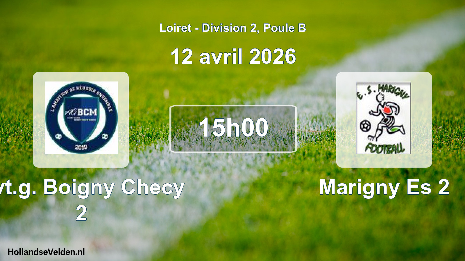 Geplande wedstrijd: Avt.g. Boigny Checy 2 - Marigny Es 2 (12 avril 2026)