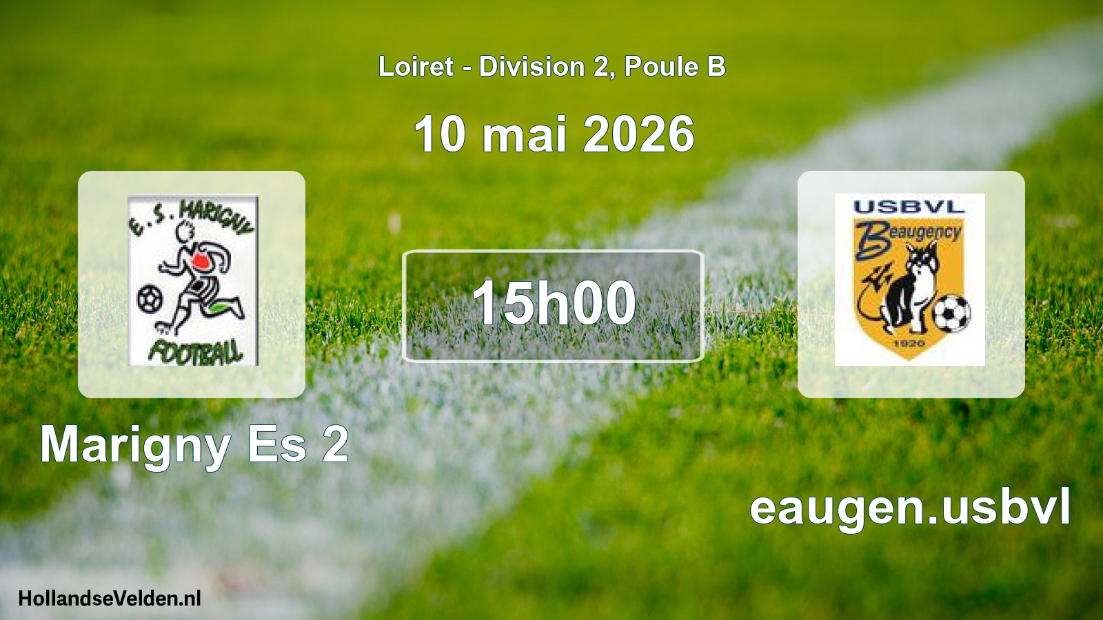 Geplande wedstrijd: Marigny Es 2 - Beaugen.usbvl (10 mei 2026)