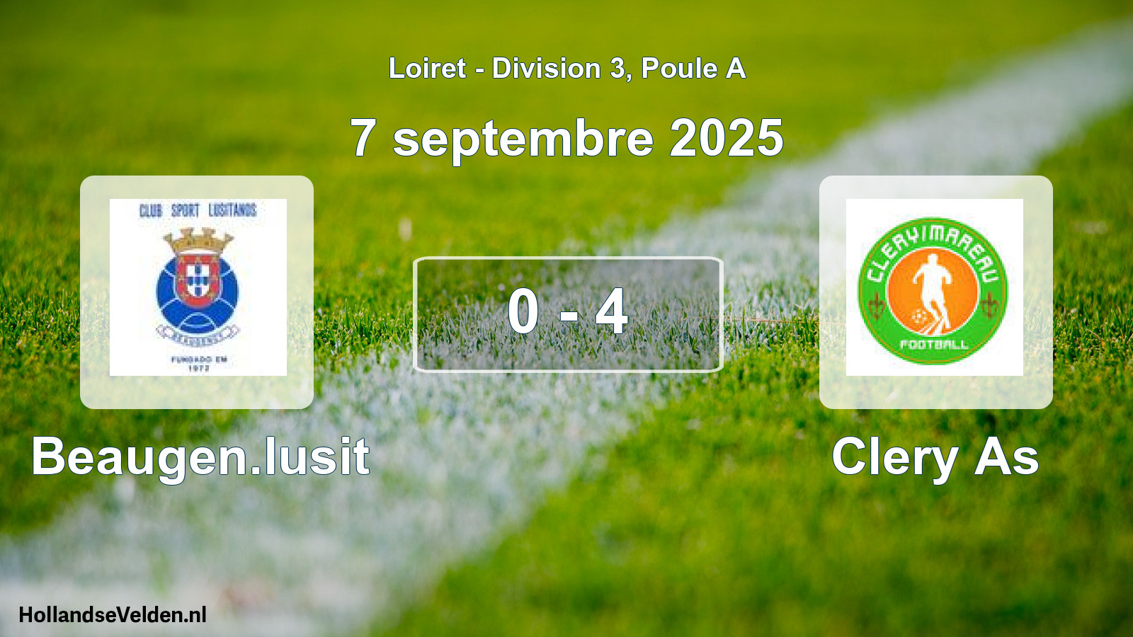 Gespeelde wedstrijd: Beaugen.lusit - Clery As 0 - 4 (7 septembre 2025)