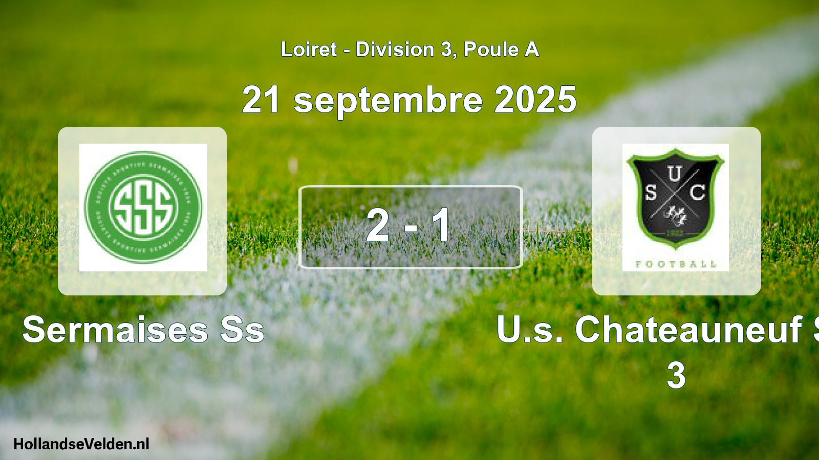 Total number of matches played: Sermaises Ss - U.s. Chateauneuf S/l 3 2 - 1 (21 September 2025)