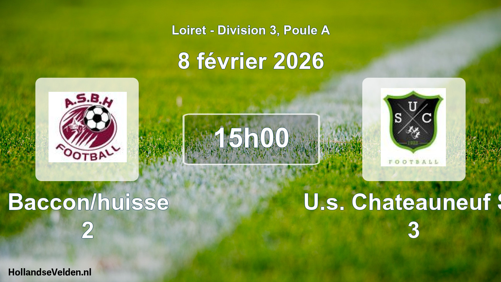 Geplande wedstrijd: Baccon/huisse 2 - U.s. Chateauneuf S/l 3 (8 février 2026)