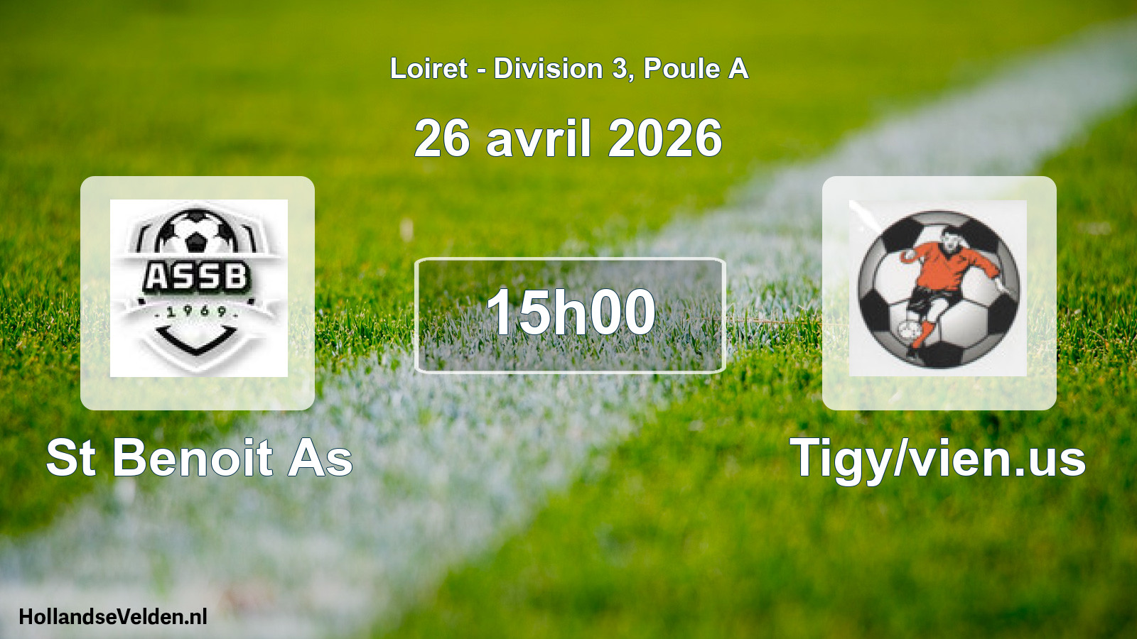 Geplande wedstrijd: St Benoit As - Tigy/vien.us (26 avril 2026)