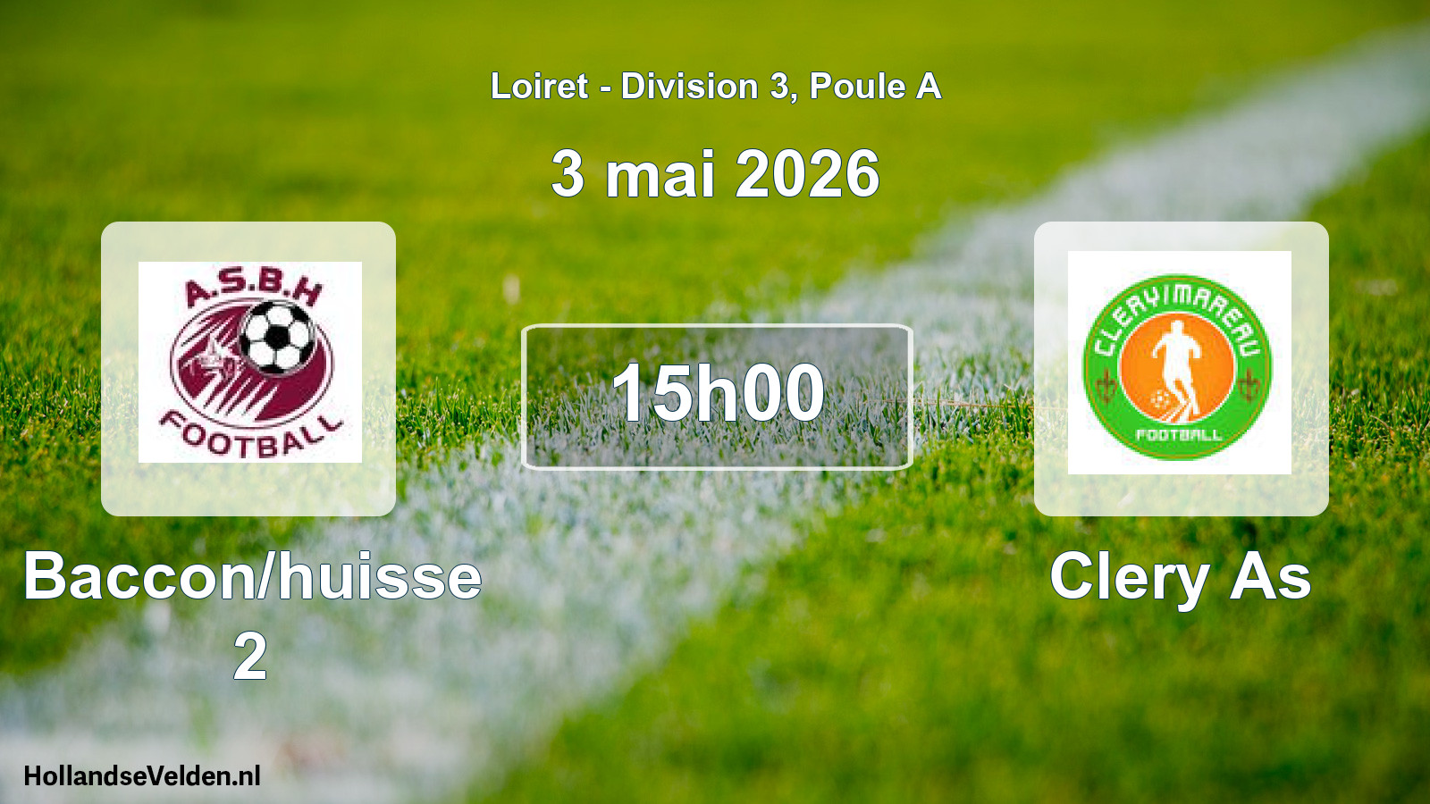 Geplande wedstrijd: Baccon/huisse 2 - Clery As (3 mai 2026)
