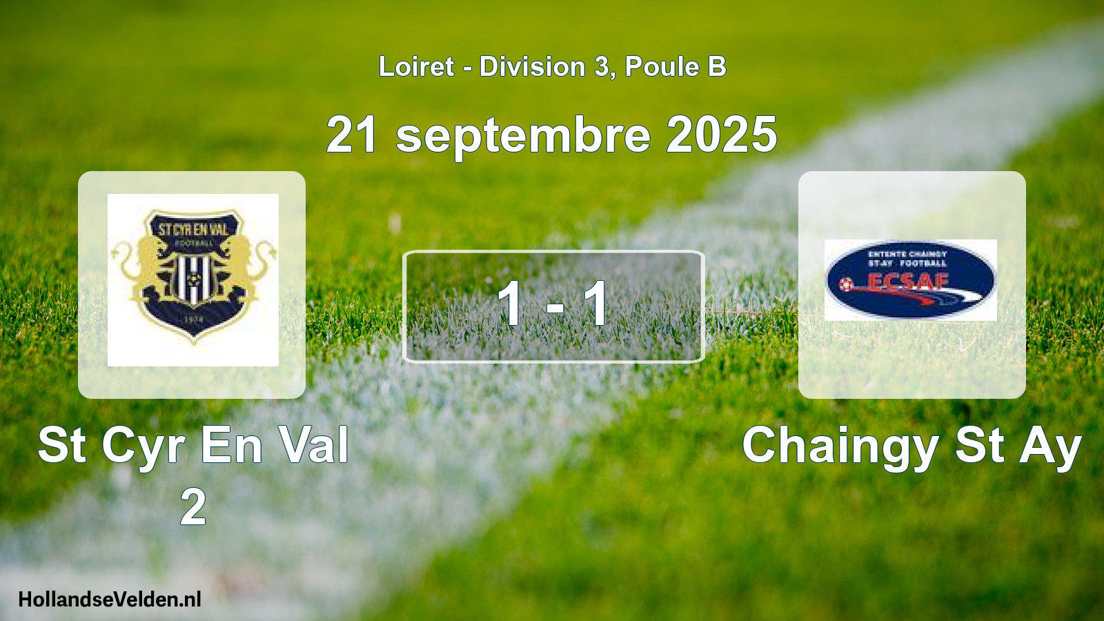Gespeelde wedstrijd: St Cyr En Val 2 - Chaingy St Ay 1 - 1 (21 septembre 2025)